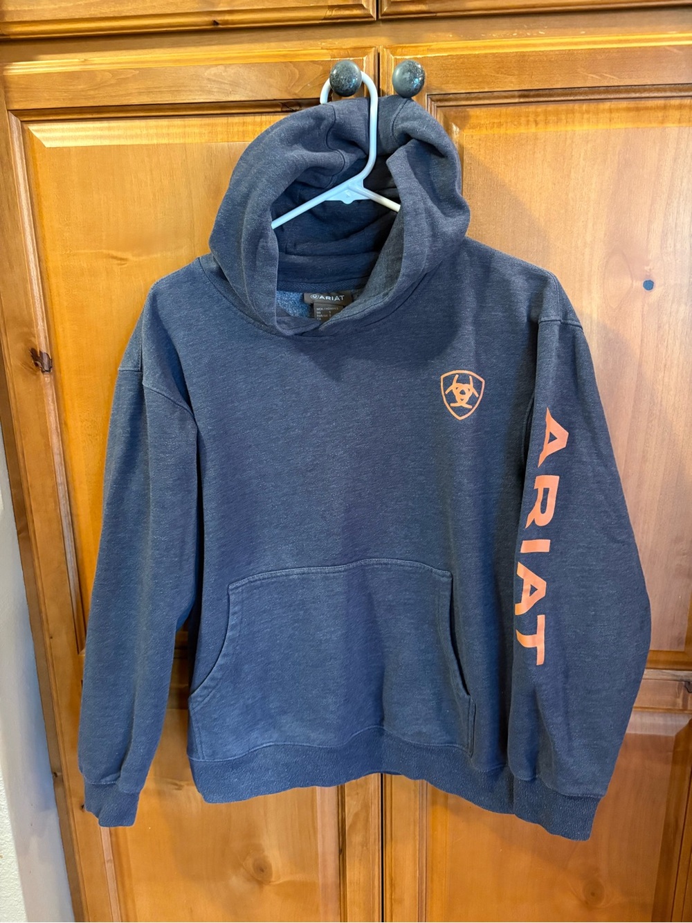 Ariat Men's Dark Navy Crewneck Hoodie with Coral Accents